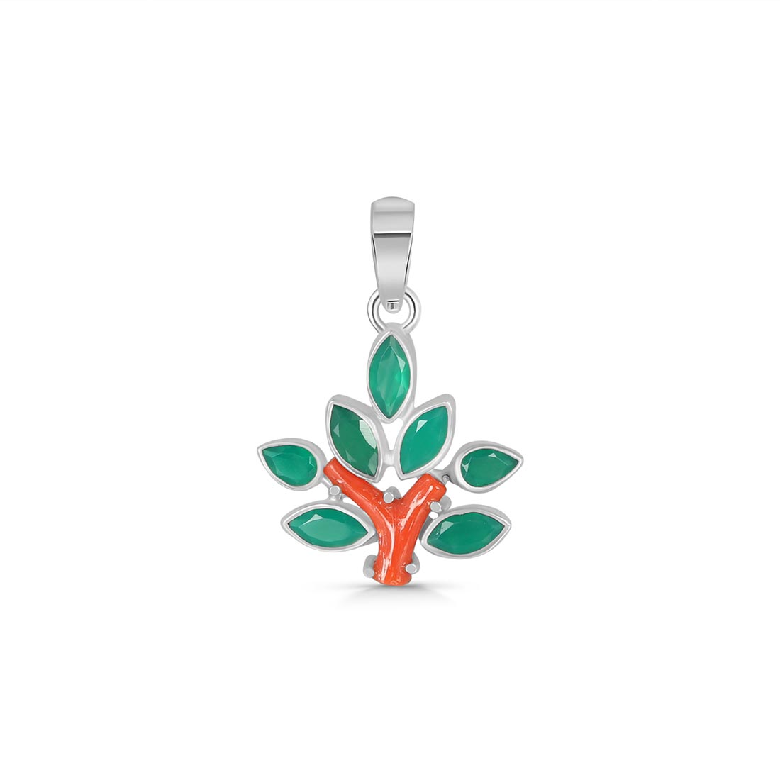 Red Coral / Green Onyx Pendant-(COR-P-97)